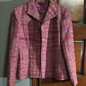 Collection B Women's Textured Pink and Gold Blazer